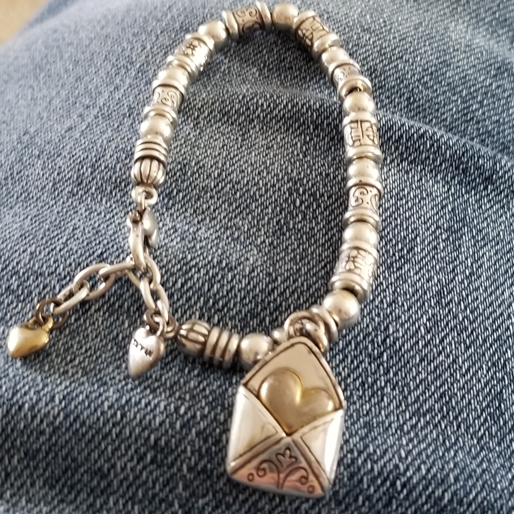 Brighton Silver and Gold Heart Charm Bracelet Perfect For Valentines Day!